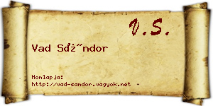 Vad Sándor névjegykártya