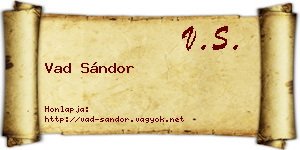 Vad Sándor névjegykártya